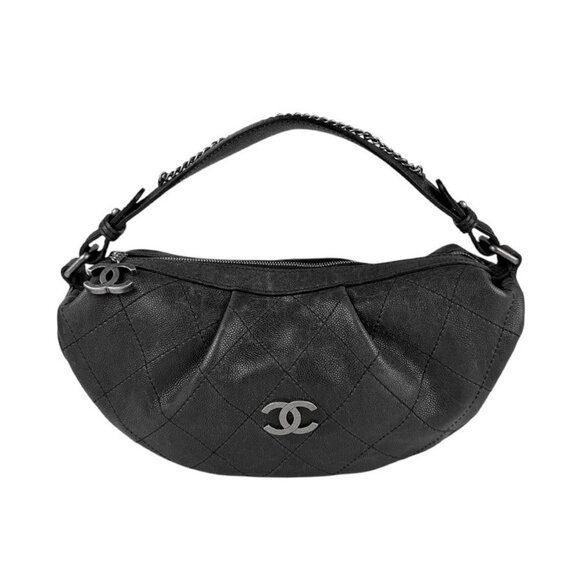 CHANEL Black Leather Shoulder Bag - Picture 1 of 5